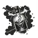 a potion bottle with lightning inside   tattoo design idea