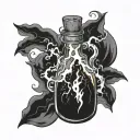 a potion bottle with lightning inside   tattoo design idea