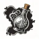 a potion bottle with lightning inside   tattoo design idea