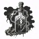 a potion bottle with lightning inside   tattoo design idea