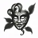 sad and happy mask tattoo design idea