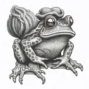 toad knitting tattoo design idea
