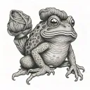 toad knitting tattoo design idea