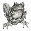 toad knitting tattoo design idea