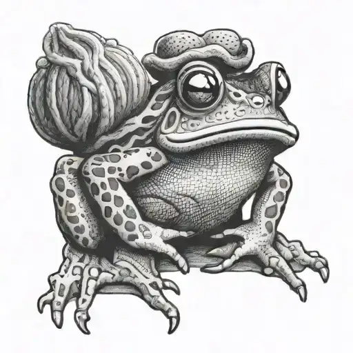 toad knitting tattoo design idea