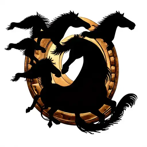  the "Pharaoh's Horses" by John Frederick Herring, Sr. . With 11  horses. Inside a Horseshoe  tattoo design idea