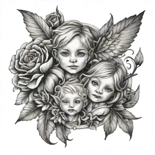 Grandchildren tattoo design idea