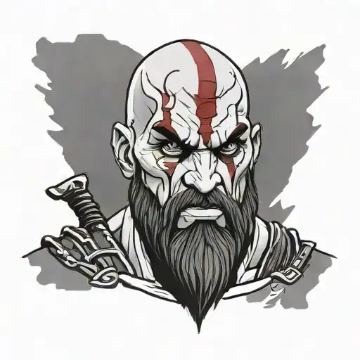 Bloodlusted kratos god of war tattoo design idea