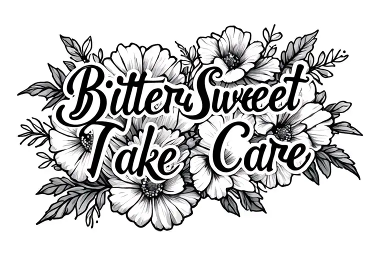 "BitterSweet 4KT Take Care " flowers intertwined tattoo design idea