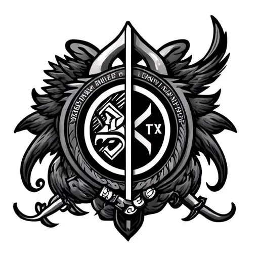 Make a family crest with for sections one being a symbol of and Ironman, symbol of a tae kwon do belt  tattoo design idea