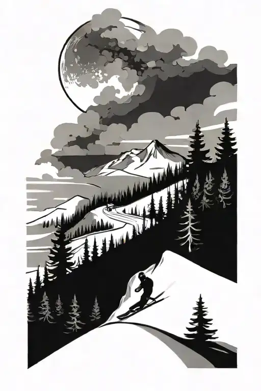 ski slope tattoo design idea