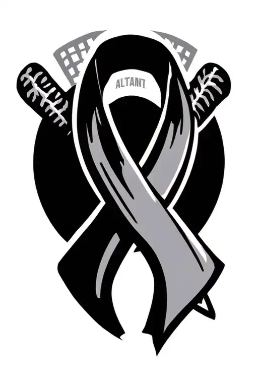 Atlanta Braves cancer awareness ribbon tattoo design idea