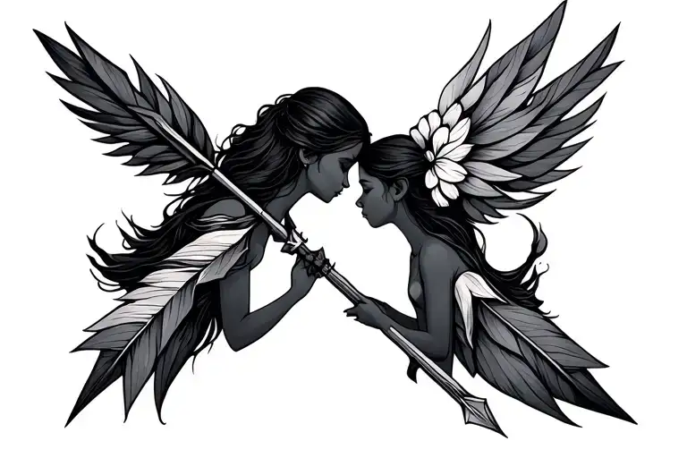 two arrows mother and Son  tattoo design idea