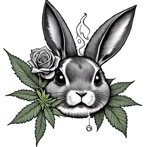 Marijuana leaf, rose tattoo, playboy bunny smoking weed tattoo design idea
