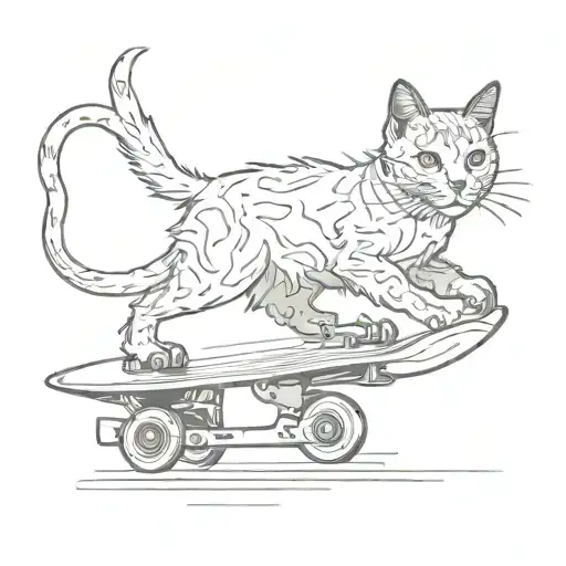 cat skate tattoo design idea