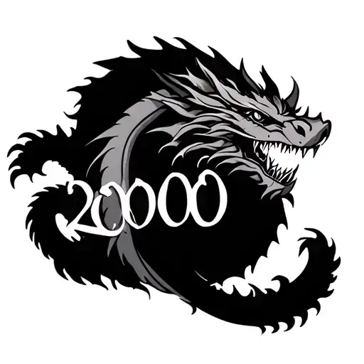 "2000" dragon wrapped round tattoo design idea