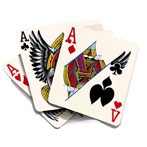 Three aces of Neapolitan playing cards with wings spread tattoo design idea