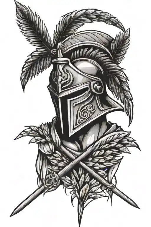 spartan gladiator wheat stalk intertwined tattoo design idea