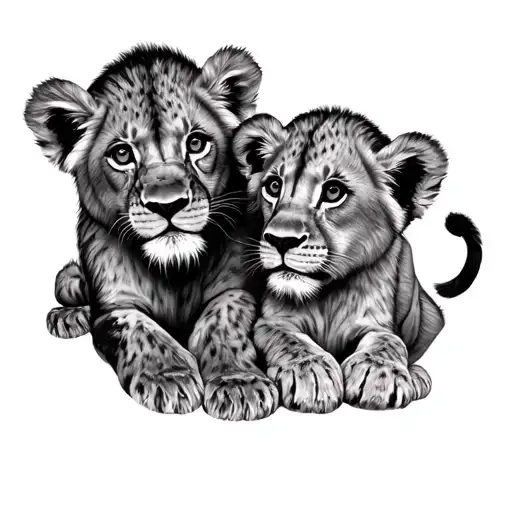3 Lion Cubs together  tattoo design idea