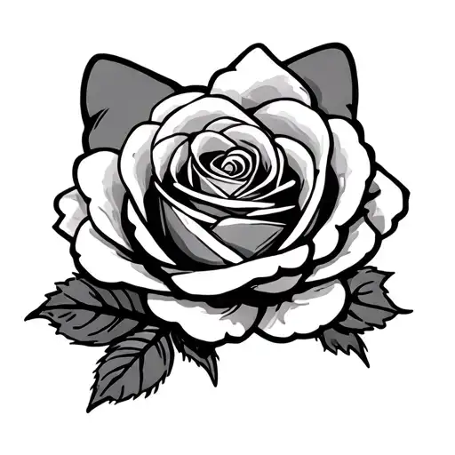 Hello Kitty hloding a black rose tattoo design idea