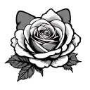 Hello Kitty hloding a black rose tattoo design idea