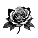Hello Kitty hloding a black rose tattoo design idea