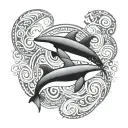 killer whales as the ying and yang with tribal patterns  tattoo design idea