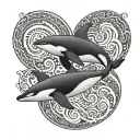 killer whales as the ying and yang with tribal patterns  tattoo design idea
