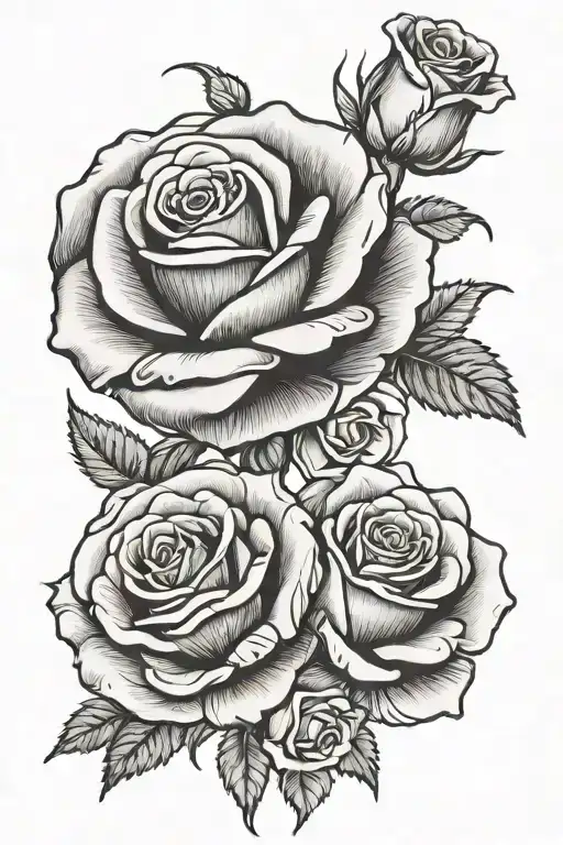 roses with the name "Katrina" and "1971" tattoo design idea
