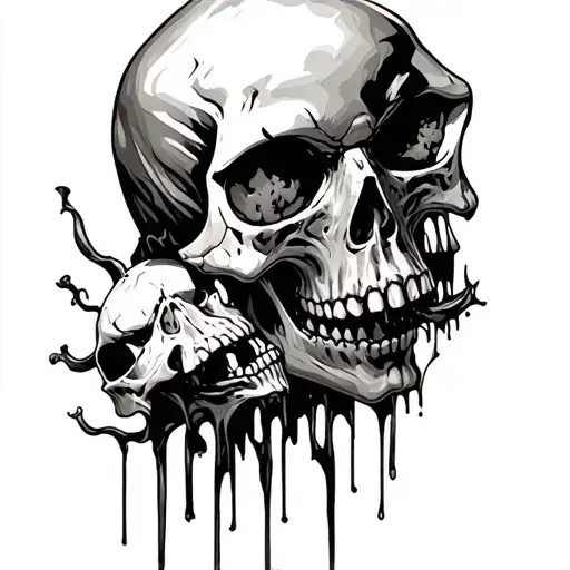 skulls eating souls shaded  tattoo design idea