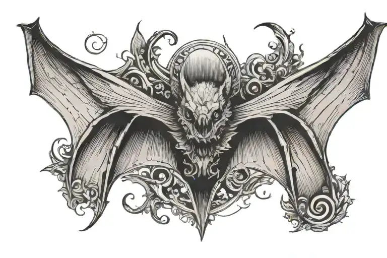 A bat with opened wings upside down  tattoo design idea