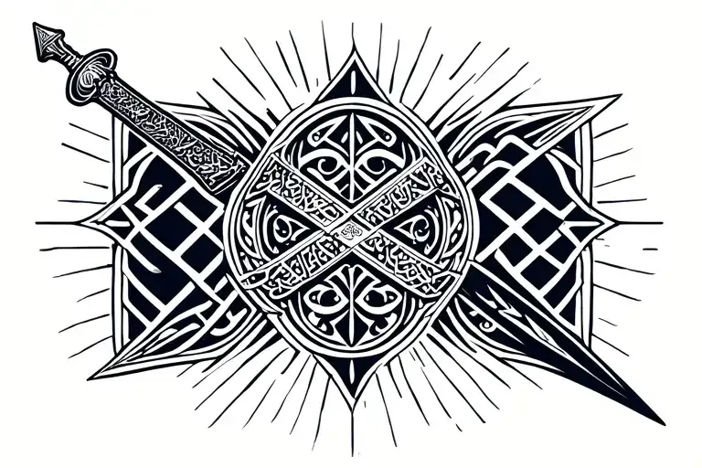 I want imam Ali Sword with Fakhreddin Written Underneath tattoo design idea
