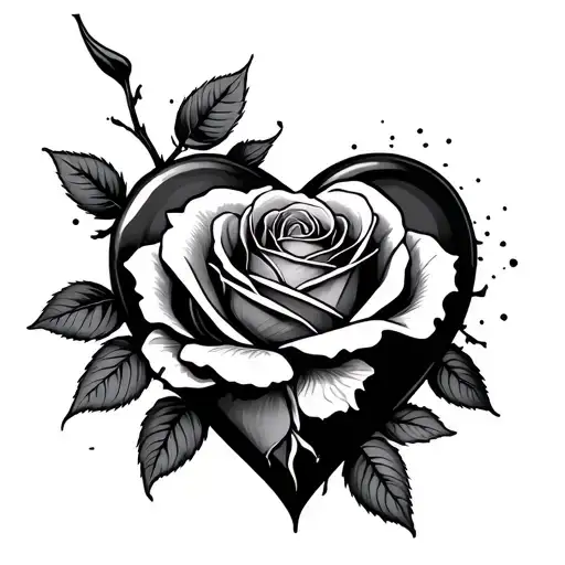 Broken Heart Rose tattoo design idea