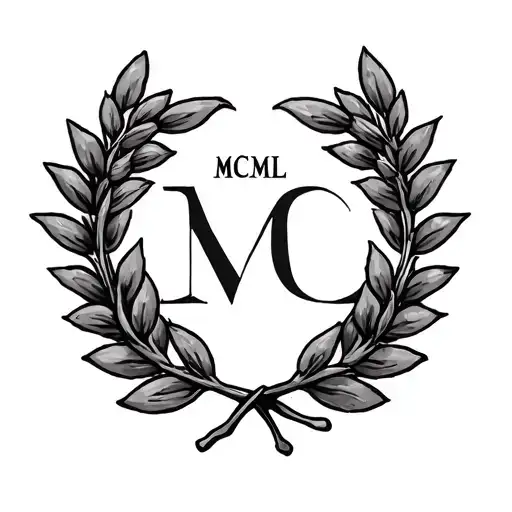 "MCML" laurel wreath on collarbone tattoo design idea