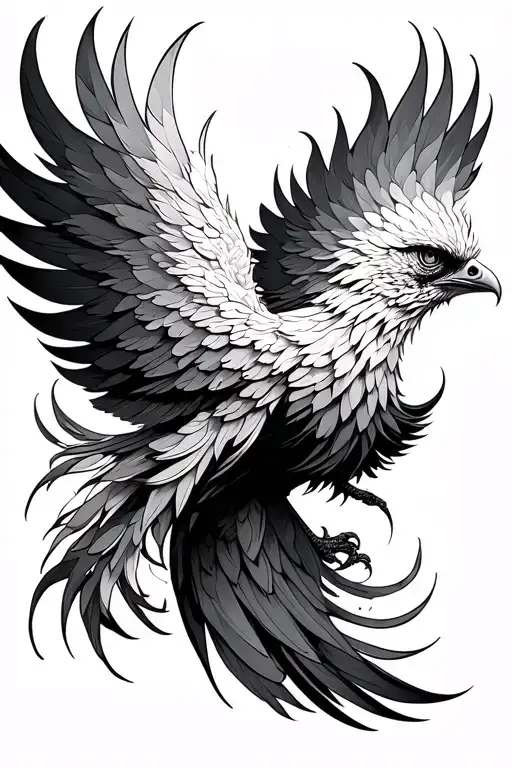 phoenix bird fine line tattoo tattoo design idea