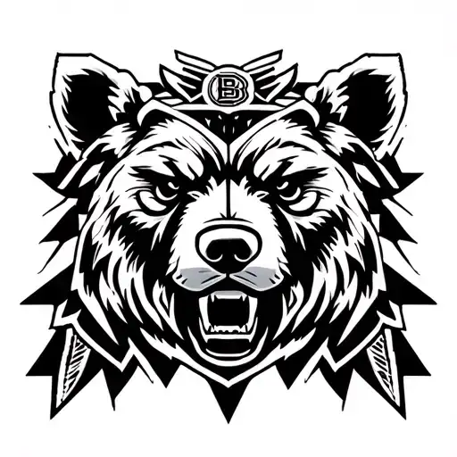 bruins meth bear japenese mythological style tattoo design idea