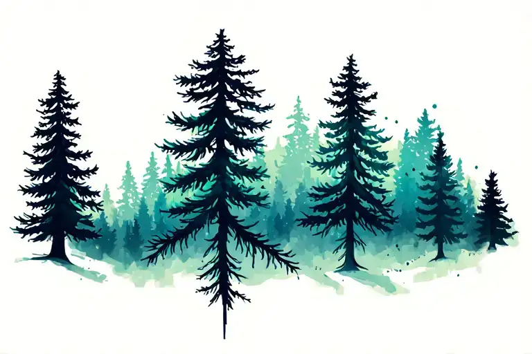 pinetrees fading away tattoo design idea