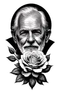 Create a memorial tattoo for your grandpa featuring roses as his favorite flower, intertwined with symbols of family and faith tattoo design idea