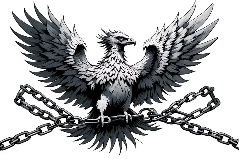 Phoenix and chains overcoming addiction combined tattoo design idea