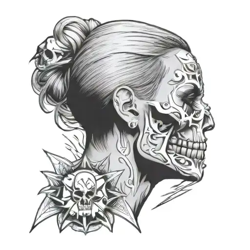 Rhea Ripley wwe skull tattoo design idea