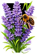 bee approaching lavendar flower bouquet tattoo design idea
