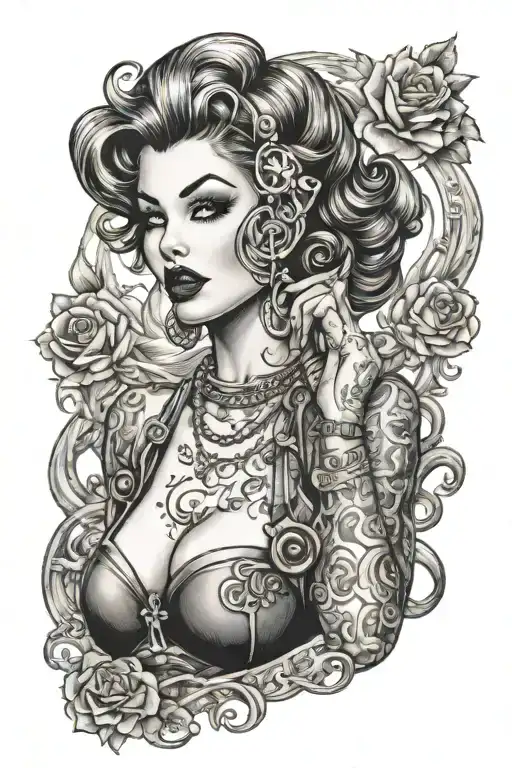 bdsm pin up girl tattoo design idea