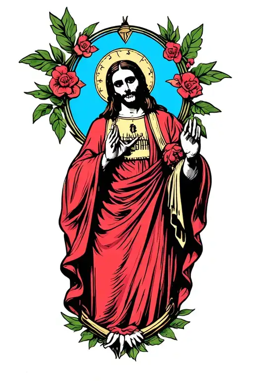 Virgin Mary, Jesus Malverde, Santa Muerte tattoo design idea