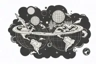 flat earth globe tattoo design idea