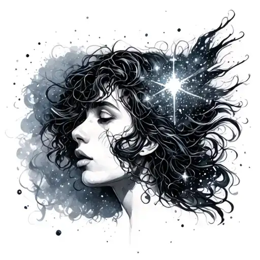 person made of stardust trailing tattoo design idea