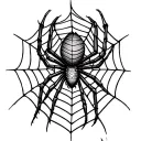 spider and web on hand tattoo design idea