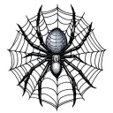 spider and web on hand tattoo design idea