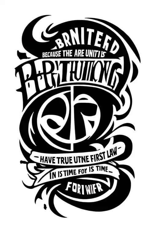 Phrase that the brothers say are united because that is the first law, have true union in the time it is for tattoo design idea