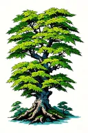 Japanese maple tree with leaves tattoo design idea