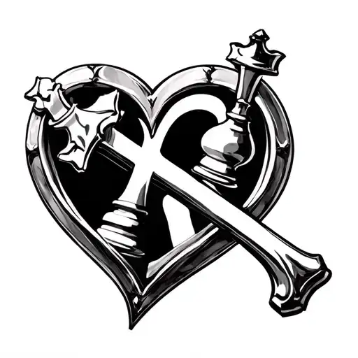 I want a chess peice that is simple and has a cross somewhere around it that is chrome of hearts style and some filler tattoo design idea